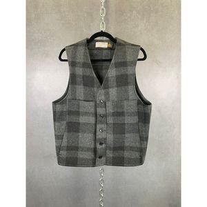 Vintage grey Filson mackinaw waistcoat‎ Buffalo plaid grey
